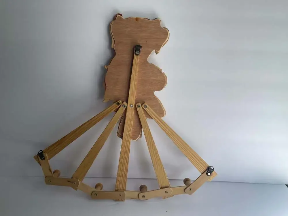 Vintage Wooden Accordion Wall Rack in the Shape of a Girl Playing a Violin
